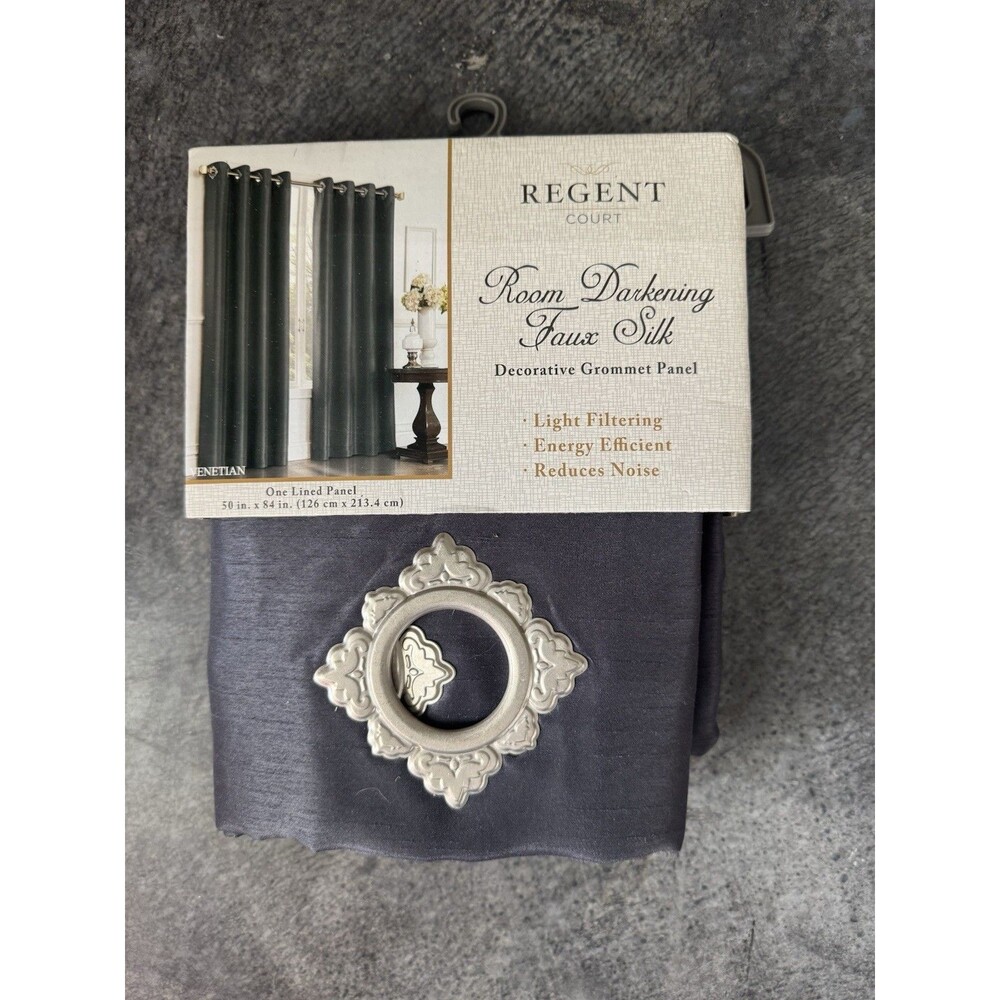 CURTAIN by REGENT COURT Room Darkening VENETIAN Lined Panel Grey Faux Silk